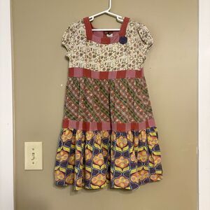 Matilda Jane Girls You & Me Mimi Stripe Tiered Dress Back To School Size 10